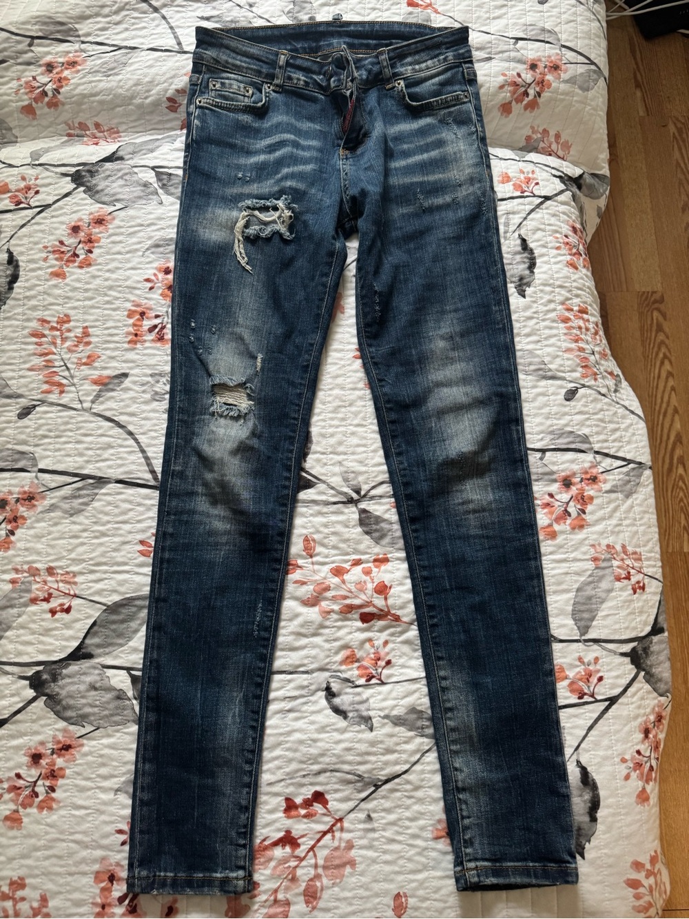 DSQUARED2 Blue Denim Jeans with Orange Stitching
